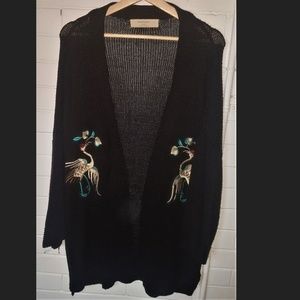 Zara Knit Bird Embroidered Sweater